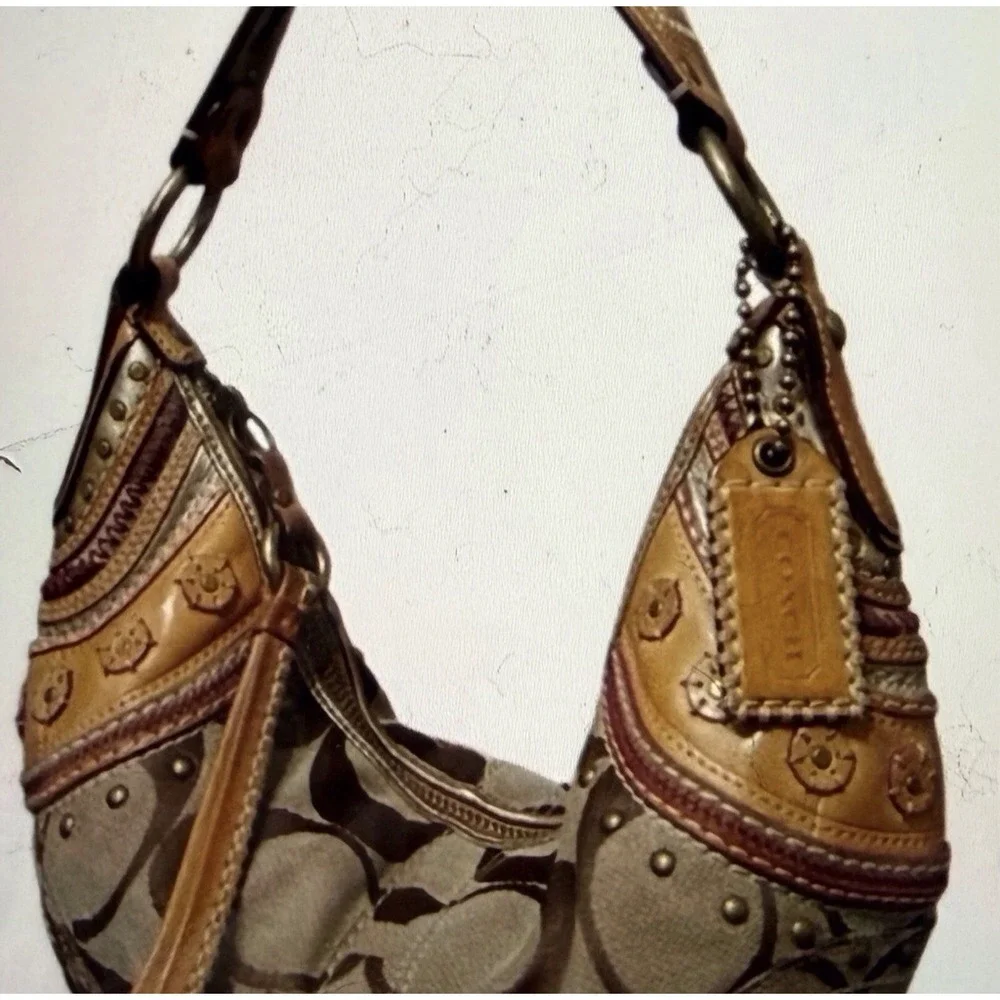 Coach Mia SoHo Large Hobo Patchwork Leather Canvas 2006 EUC
